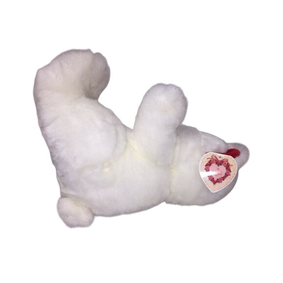 Fluffy White Stuffed VALENTINE'S DAY BEAR Plush RED Bow 16" Tall - Picture 7 of 10